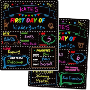 First and Last Day of School Board, Paper Back to Class Chalkboard for Kids | 10 X 12 IN Double Sided First Day of School Board, Blank Writing School Sign, Kindergarten Pre-School Memories and Milestones