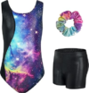 JiAmy Girls Gymnastics Leotards 3 Pcs Sleeveless Sparkly Dance Unitards