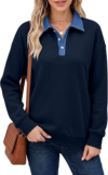 ANRABESS Sweatshirt for Women with Quarter Button Henley Neck