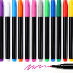 12-Color Liquid Markers for LED Note Board with Colors, Compatible with Reusable Doodle Book, Light-Up Acrylic Message Boards,and LED Writing Boards, Neon Markers Erasable Pens