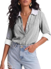 ECOWISH Striped Button Down Shirt