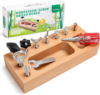 TenFans Montessori Busy Board for Toddlers 3-5 Years, Wooden Screwdriver Activity Board, Fine Motor Skills & Sensory Development Toy, Preschool Learning & Travel​​