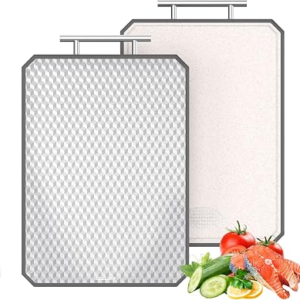 Cutting Board for Kitchen, Non Toxic Titanium Cutting Board, Double-Sided Metal Chopping Board with Juice Groove, Cutting Boards for Meat, Vegetables and Fruits, Dishwasher Safe Large 16”×11”