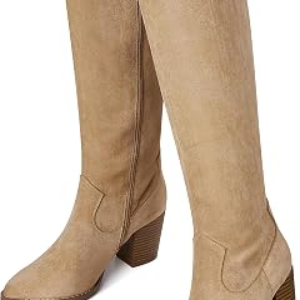 MEILUSI Women Knee High Suede Boots