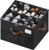MSTONAL Shoe Organizer for Closet, 1 Pack Shoe Storage Container with Adjustable Dividers, Space Saving Shoe Box Storage Organizer Bin with Clear Lid and 4 Handles, Fits 8-16 Pairs, Pure Black