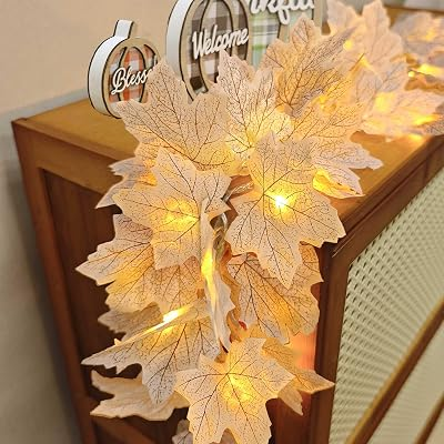 TURNMEON 2 Pack Lighted Fall Garland