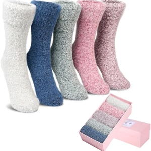 SISOSOCK 5 Pairs Fuzzy Soft Cozy Comfy Sock