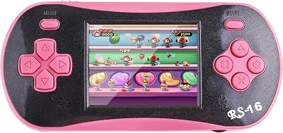 Handheld Game for Kids - FAMILY POCKET RS16 Portable Classic Controller 260 Game 2.5 inch LCD Retro Arcade Video Game System Children's Birthday Gift (Pink)