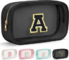 YOOLIFE Initial Makeup Bag Travel Toiletry Bag Clear Makeup Bag Cosmetic Bags Travel Essentials Gifts for Girls Teen Girlfriend Teacher Birthday Birthday Gifts for Kids Black Graduation Gifts A