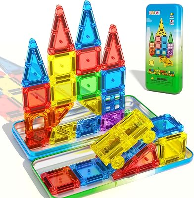IGIVI Mini Magnetic Tiles Travel Set with Car
