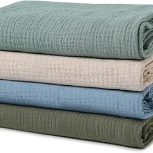 GLLQUEN BABY Muslin Swaddle Blankets for Boys and Girls, 4-Pack Baby Blankets for Girl Boy, Newborn Receiving Blanket, Baby Swaddle Blanket Unisex, Baby Essentials, Registry & Gift, 40 x 38 inches | 100% cotton, ultra soft and breathable, gentle on sensitive newborn skin, Multi-use as swaddle wrap, receiving blankets