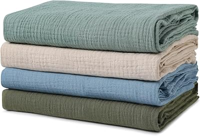 GLLQUEN BABY Muslin Swaddle Blankets for Boys and Girls, 4-Pack Baby Blankets for Girl Boy, Newborn Receiving Blanket, Baby Swaddle Blanket Unisex, Baby Essentials, Registry & Gift, 40 x 38 inches | 100% cotton, ultra soft and breathable, gentle on sensitive newborn skin, Multi-use as swaddle wrap, receiving blankets