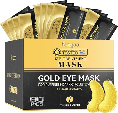 FENGOO 24K Gold Collagen Under Eye Patches & Smile Line Patches