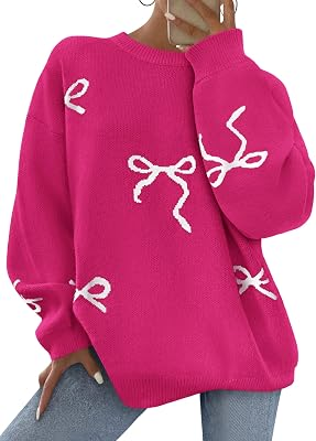 PRETTYGARDEN Women Cute Bow Oversized Sweater