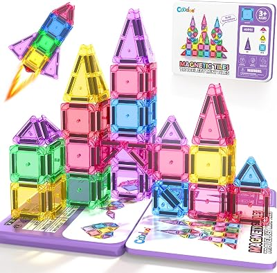 COODOO Mini Magnetic Tiles Travel Toys 40PCS