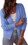 BTFBM V Neck Cardigan Sweaters for Women 2026 Fall,Blue,S