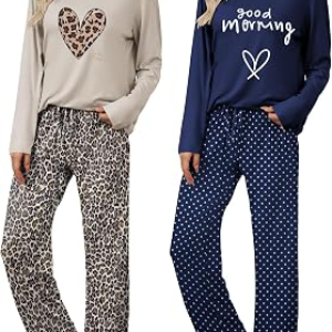 EKOUAER 2 Pack Long Sleeve Pajama Sets