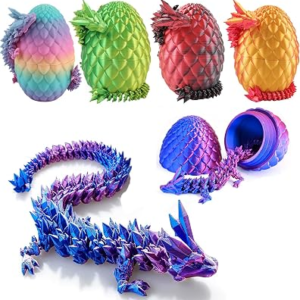 Qxbuhe 12 inch 3D Printed Dragon Eggs with Dragon Inside. Easter Dragon Eggs, Mystery Surprise Easter Eggs for Kids, Unique 3D Printed Animals (Laser Purple)