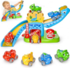 Toddler Toys for 1-2 Year Old, Dinosaur Slide Push & Go Ramp Racer with 4 Mini Push Cars, Educational Toys for 12-18 Months Baby, First 1st Birthday Gifts for 1 3 Year Old Kids Boys Girls