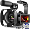 5K Video Camera Camcorder, 64MP Vlogging Camera for YouTube with 3″ 270° Rotatable Touch Screen, 16X Zoom Digital Camera with IR Night Vision, WiFi & Webcam, 32GB Card + 2 Batteries + Mic Included