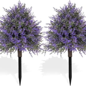 FJAKA 2Pcs Artificial Lavender Plants Outdoor