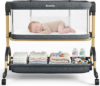 Ezebaby 3 in 1 Baby Bassinet Bedside Sleeper, Rocking Bassinet for Baby with Comfy Mattress & Breathable Full Mesh Sides, 7 Height Adjustable | Portable Crib for Newborns with Lockable Wheels