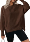 BTFBM Womens Crewneck Sweatshirts Fleece Pullover,S,Coffee