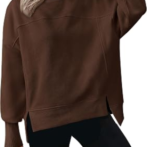 BTFBM Womens Crewneck Sweatshirts Fleece Pullover,S,Coffee