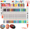 HOTU 72 Colors Acrylic Paint Markers, Acrylic Markers with 36 Dual-Brush Tip Paint Markers for Stocking Stuffers, Rocks, Coloring Books, DIY Art Supplies