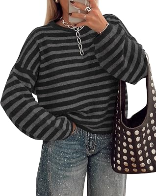 BTFBM Lightweight Oversized Striped Sweater