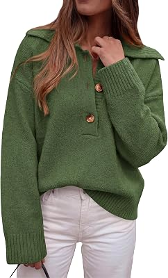 PRETTYGARDEN Womens Fall Long Sleeve Polo Sweaters