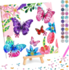 LCOZX 3D Butterfly Diamond Art Kit Girls 8-12 with Shaped Wood Stand