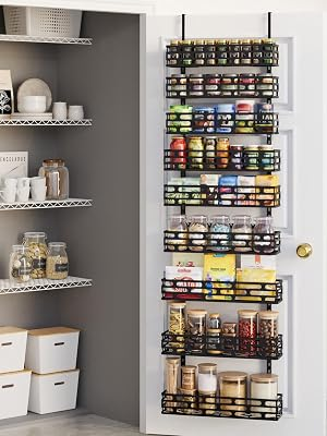 NQW 9-Tier Over Door Pantry Rack, Heavy Duty Metal Organizer for Kitchen