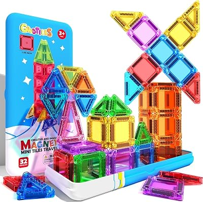 Goodtiles Mini Magnetic Tiles, Building Blocks Toys for 3+ Year Old Kids