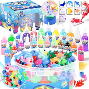 Magic Water Elf Toy Kit for Kids – Aqua Fairy Water Gel Kit with 24 Colors Magic Gel & 20 Molds, DIY Squishy Maker Craft Set, Create Your Own Water Pets, Sensory Play Gift for Boys Girls Ages 3+