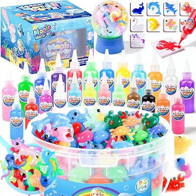 Magic Water Elf Toy Kit for Kids – Aqua Fairy Water Gel Kit with 24 Colors Magic Gel & 20 Molds, DIY Squishy Maker Craft Set, Create Your Own Water Pets, Sensory Play Gift for Boys Girls Ages 3+