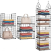 VewePata 5 Tier Closet Hanging Organizers, 3 + 2 Tier Metal Storage Shelves