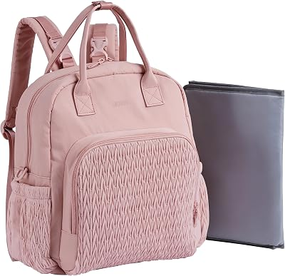 Waterproof Diaper Bag Backpack, Bag with Portable Diaper Pad, Pink | Allovely Large Capacity Diaper Bag Backpack with Changing Pad, Baby Travel Bag, Stroller Hooks for Moms Dads