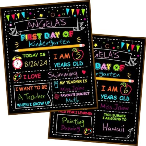Double-Sided First Day of School Board, 12 × 10 Inches Back to School Sign | Reusable, Easy to Clean, Blank Board to Write, Color Painting Last Day of School Board First Day of School Kindergarten Pre-K