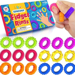 KLT Fidget Toys Bulk for Kids: 36 Pack Sensory Rings for Stress – Quiet Fidget Rings for Classroom Prize Box – Bulk Party Favors Goodie Bag – Small Calming Toys for Autism