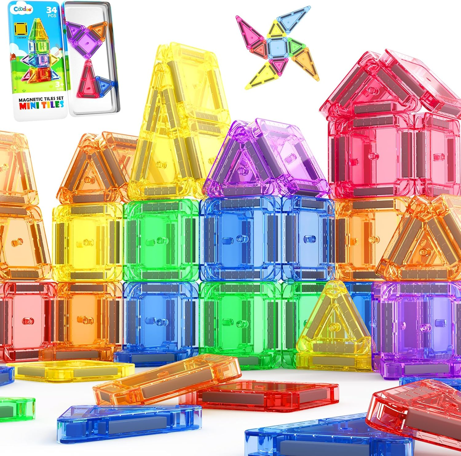 Magnetic Tiles Mini Travel Toddler Toys Magnetic Blocks Building for Kids