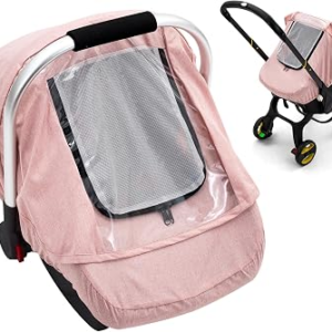 Baby Car Seat Cover, Waterproof Carseat Cover with EVA Transparent Window, Universal Car Seat Rain Cover with Storage Bag, Breathable Baby Carrier Cover for Cold Weather