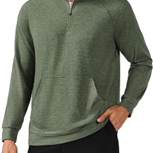PINSPARK Men’s Quarter Zip Pullover Lightweight Long Sleeve Sweatshirts