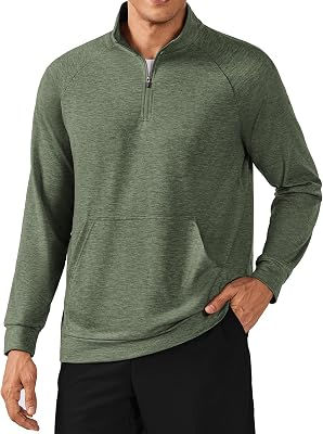 PINSPARK Men's Quarter Zip Pullover Lightweight Long Sleeve Sweatshirts