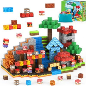 TENYEAH Magnetic Blocks Game – Build Mine Magnet Video Game World Adventure Set for Toddler, Super Bro Magnetic Set Elements Toys Gift for Boys & Girls Kids 3+