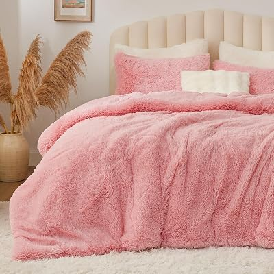 BEDELITE 3 Pieces Fuzzy Faux Fur Comforter Set