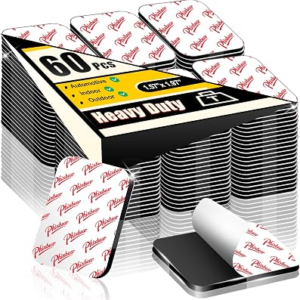 PHIXBEAR 60 Pcs Strong Double Sided Adhesive Pads, Heavy Duty Square Sticky Mounting Foam Tape for Car Décor Wall, 0.12″ Thick Black Sticky Pads 1.57x 1.97