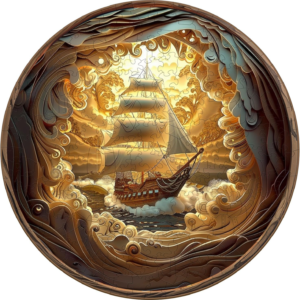 Wooden Puzzles for Adults, 3D Vision Effect-3D Sailing Wood Puzzles Adult, Unique Shaped Wooden Jigsaw Puzzle, Creative Gifts for Friends/Family/Puzzle Lovers, Home Decor(M-11.4 * 11.4in 200pcs)