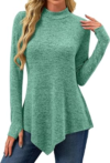 JUSTFASHIONNOW Mock Turtleneck Tunic Tops