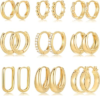 FAXHION 9 Pairs Small Hoop Huggie Earrings Set